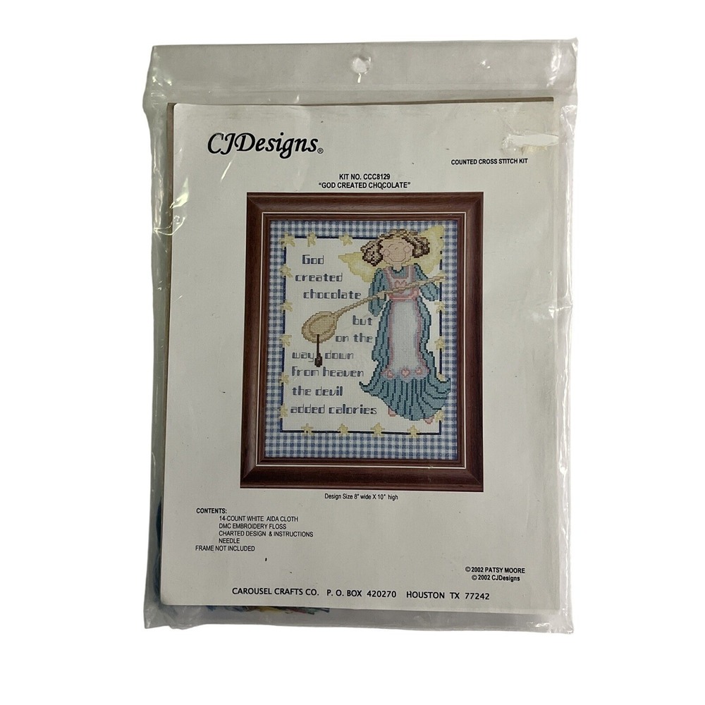 CJ Designs Cross Stick Kit  God Created Chocolate‎ Counted 8x10 2002 Patsy Moore